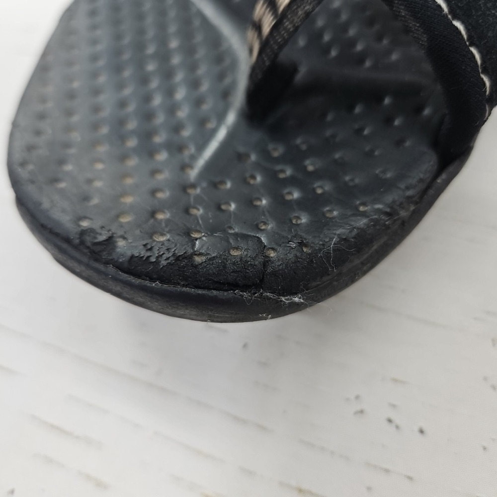Skechers Reggae Rasta Women 8 Black Tan Flip Flop Thong Sandals Slip On Comfort - Picture 2 of 10